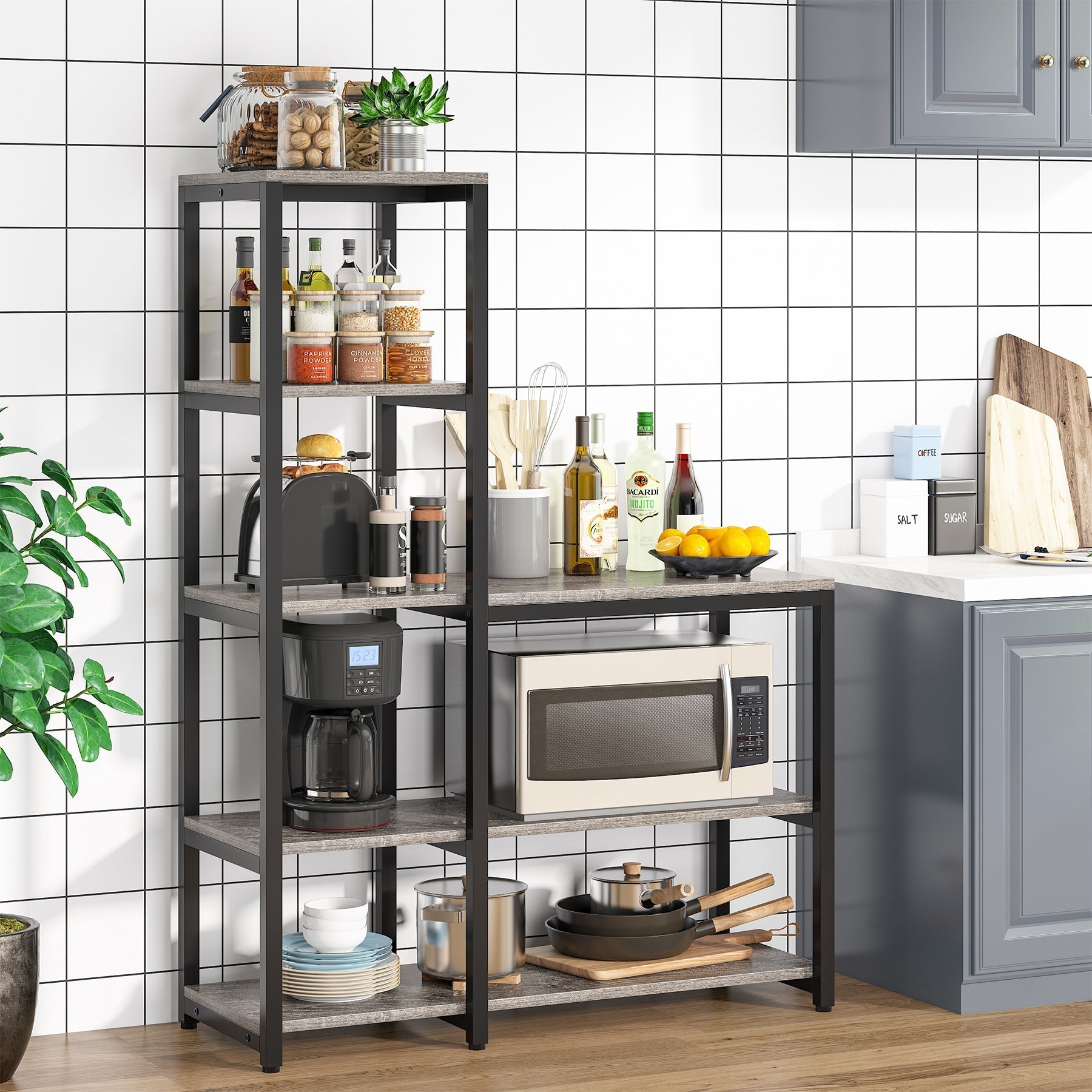 Freestanding Kitchen Baker's Rack, 5-Tier Microwave Oven Stand Shelf Tribesigns
